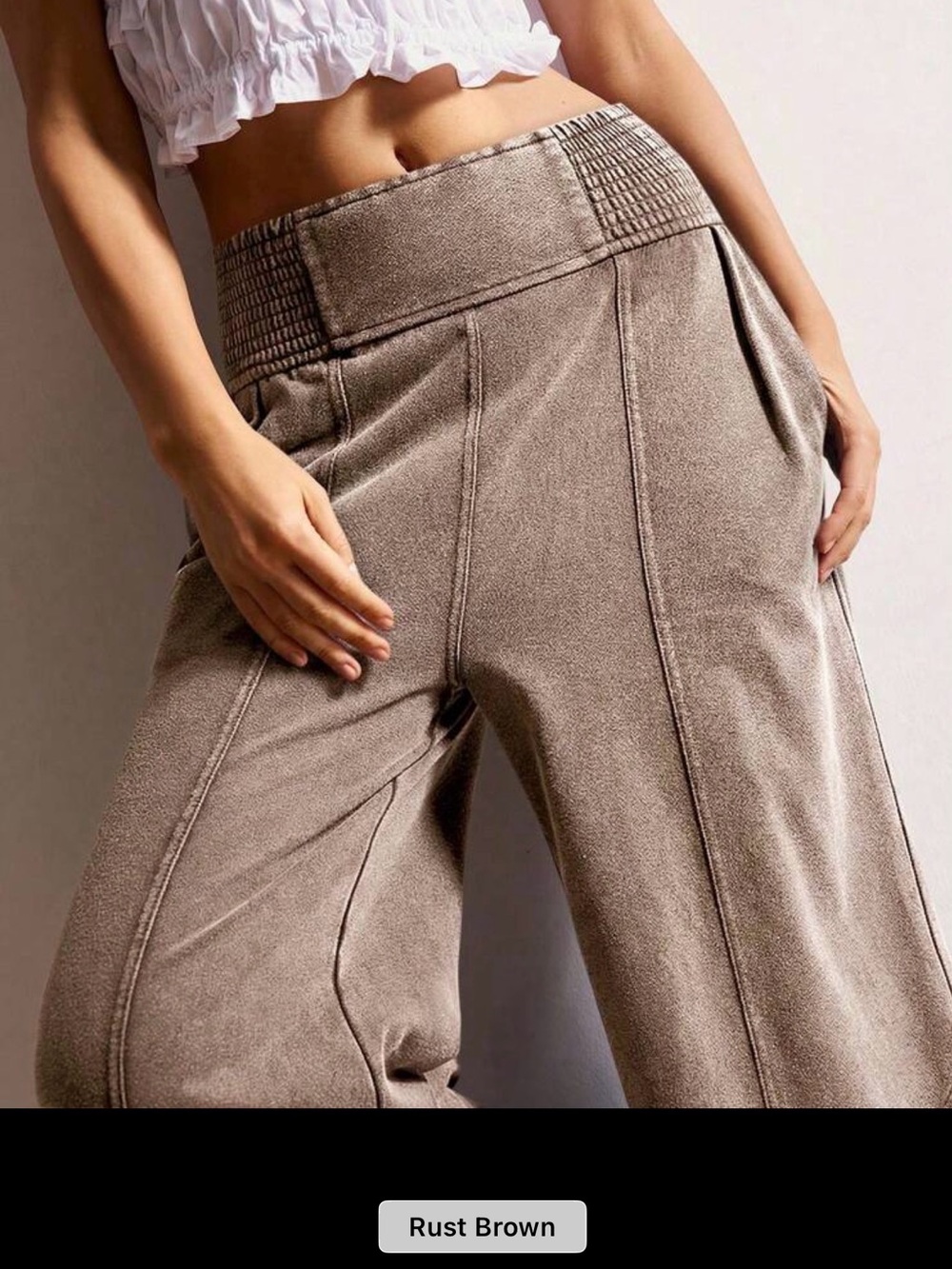 High-Waist Wide Leg Women’s Pants in rust brown - Picture 5 of 7